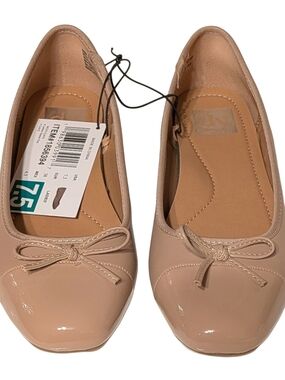 DV by Dolce Vita Nude Patent Square-Toe Ballet Flats with Bow